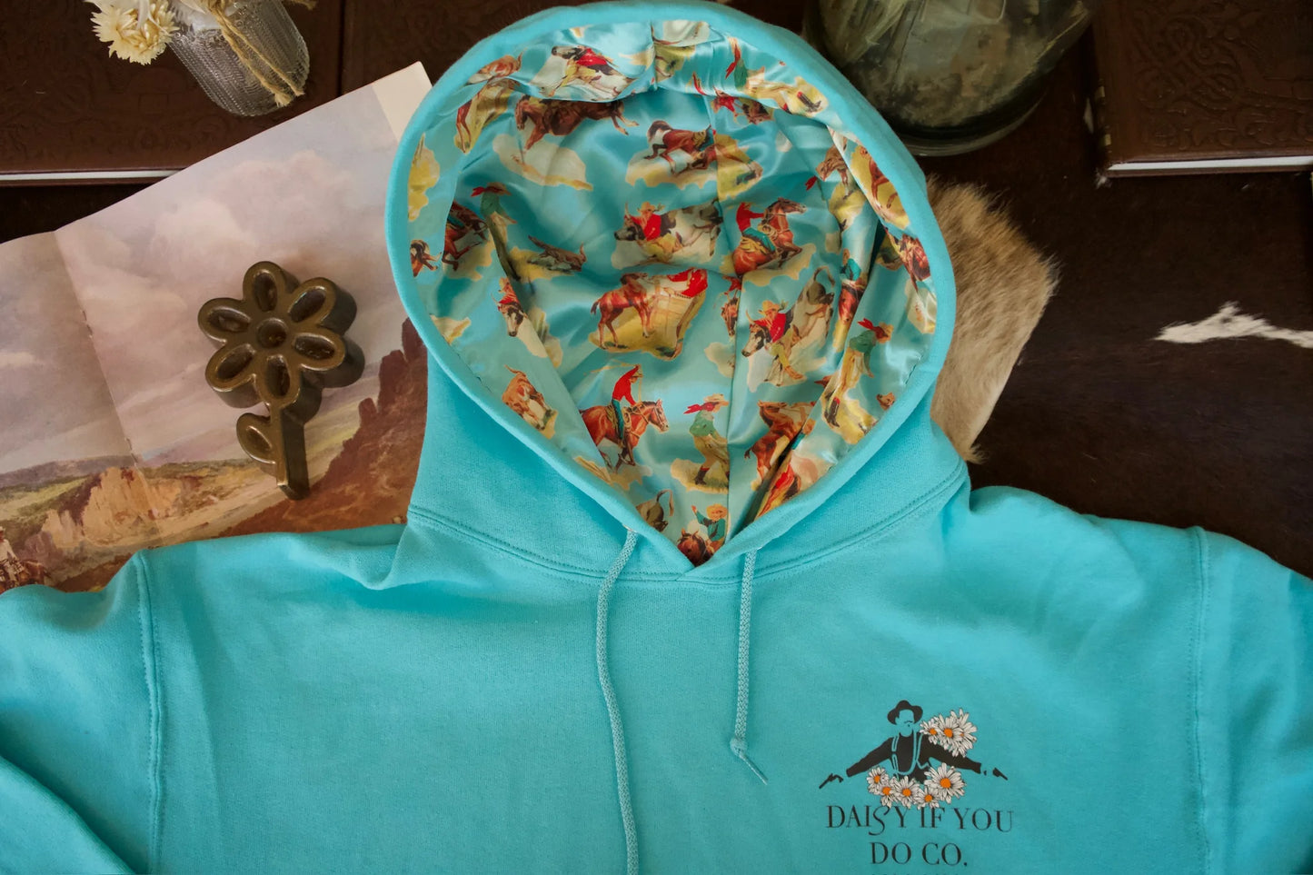 Hoodie Sweatshirt - "Original" Daisy If You Do Co w/ Satin Lined Hood