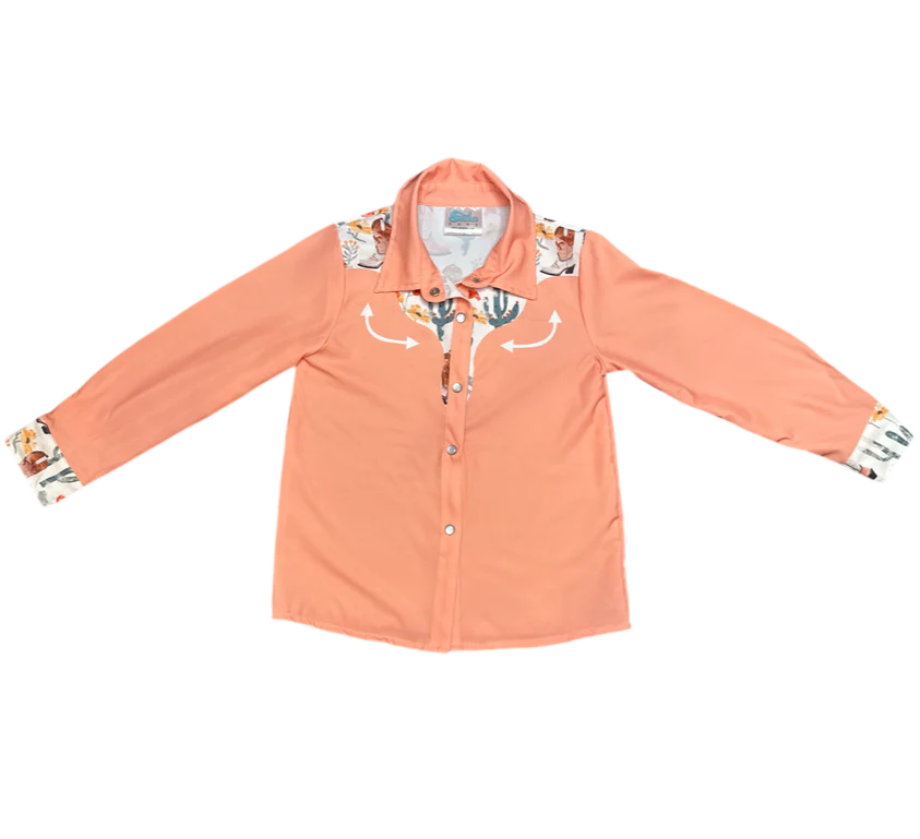 Shea Baby - Girls- Cactus LS Pearl Snap Vintage Shirt