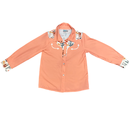 Shea Baby - Girls- Cactus LS Pearl Snap Vintage Shirt