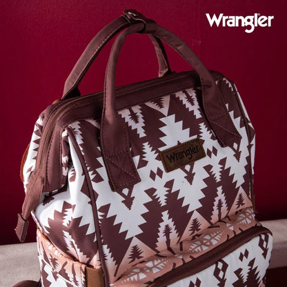 Wrangle Aztec Printed Callie Backpack/Diaper Bag - Brown