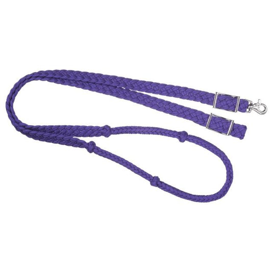 Tough1 Deluxe Knotted Cord Roping Reins - Purple