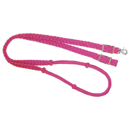 Tough1 Deluxe Knotted Cord Roping Reins - Pink