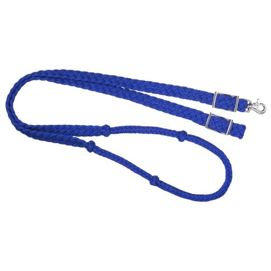 Tough1 Deluxe Knotted Cord Roping Reins - Royal Blue