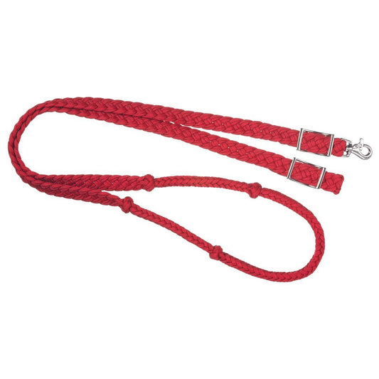 Tough1 Deluxe Knotted Cord Roping Reins - Red