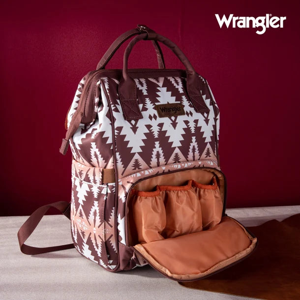 Wrangle Aztec Printed Callie Backpack/Diaper Bag - Brown