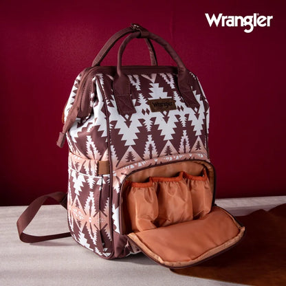 Wrangle Aztec Printed Callie Backpack/Diaper Bag - Brown