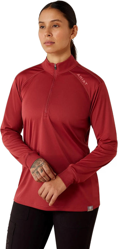 Ariat Women's Rebar Sunblocker 1/2 Zip Shirt - Burnt Russet