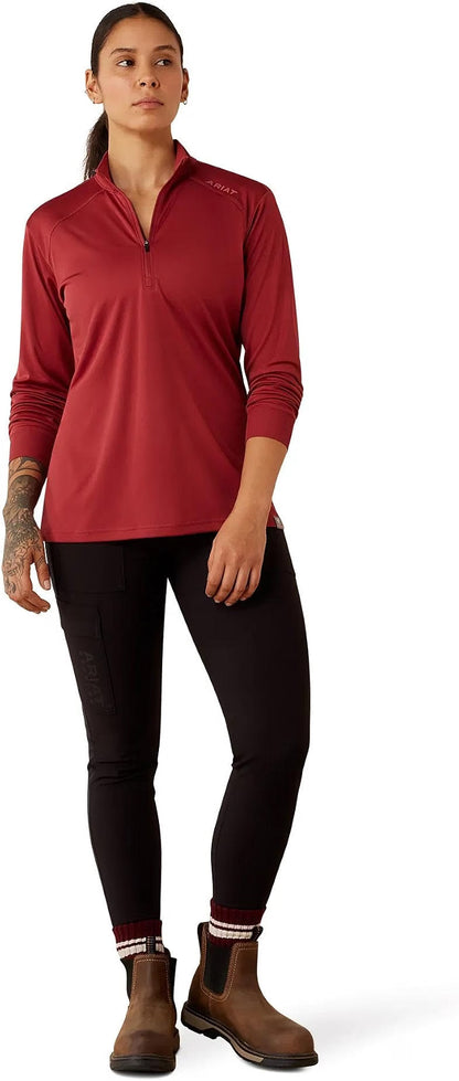 Ariat Women's Rebar Sunblocker 1/2 Zip Shirt - Burnt Russet