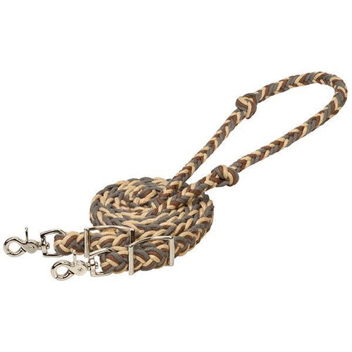 CLEARANCE - Weaver EcoLuxe™ Bamboo Flat Barrel Reins- Brown/Tan/Charcoal