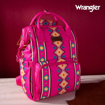 Wrangle Aztec Printed Callie Backpack/Diaper Bag - Hot Pink