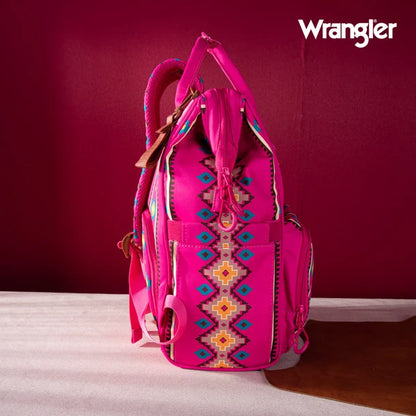 Wrangle Aztec Printed Callie Backpack/Diaper Bag - Hot Pink