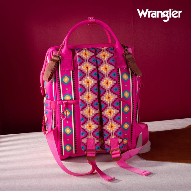 Wrangle Aztec Printed Callie Backpack/Diaper Bag - Hot Pink