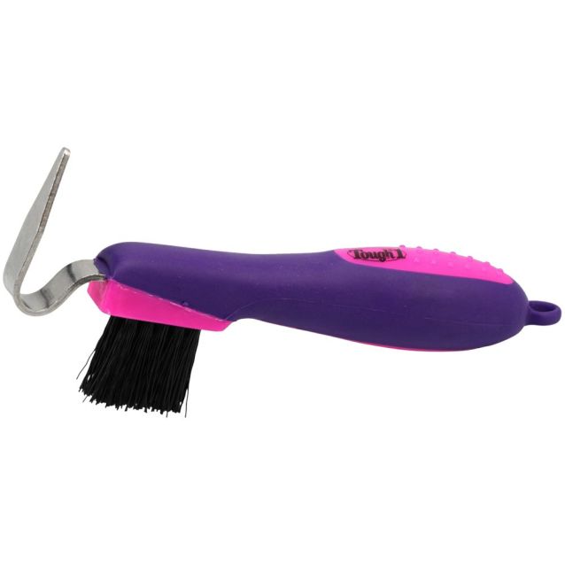 Tough 1 Great Grip Hoof Pick Brush - Purple/Pink