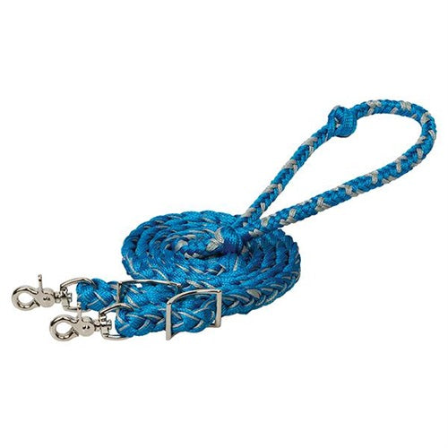 Weaver Braided Polyester Barrel Rein - Grey/Blue