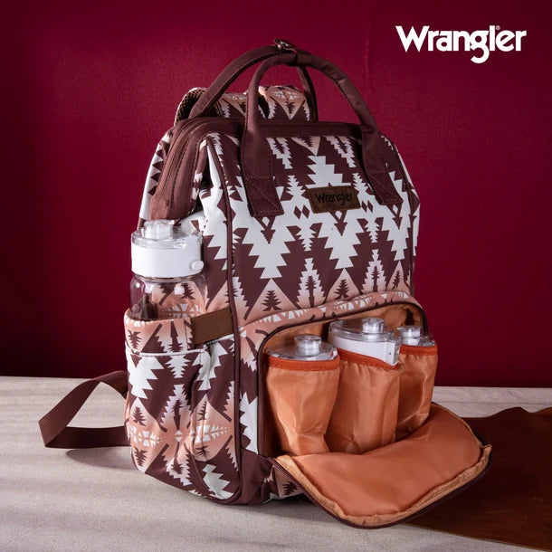 Wrangle Aztec Printed Callie Backpack/Diaper Bag - Brown
