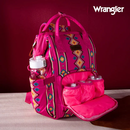 Wrangle Aztec Printed Callie Backpack/Diaper Bag - Hot Pink