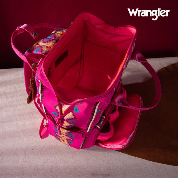 Wrangle Aztec Printed Callie Backpack/Diaper Bag - Hot Pink