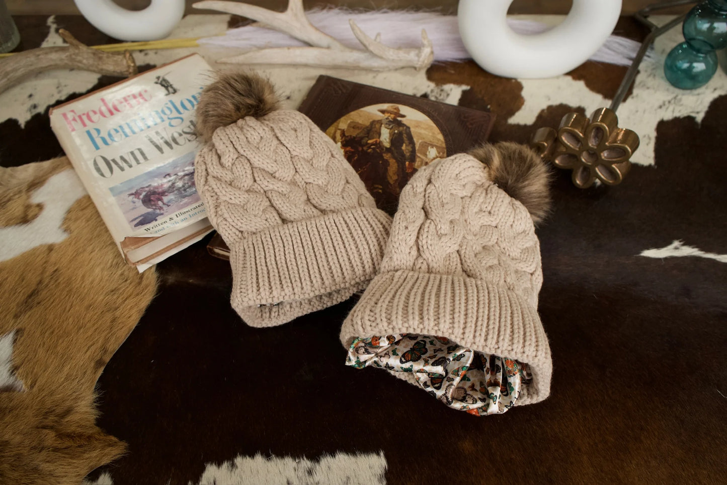 Beanies w/ a Pom - w/ Daisy If Do Co Satin Lining