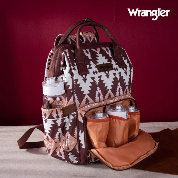 Wrangle Aztec Printed Callie Backpack/Diaper Bag - Brown