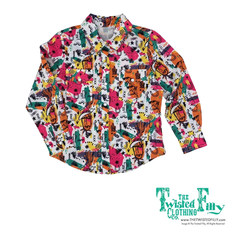 The Twisted Filly - 80's Western - Youth - Long Sleeve Pearl Snap Shirt