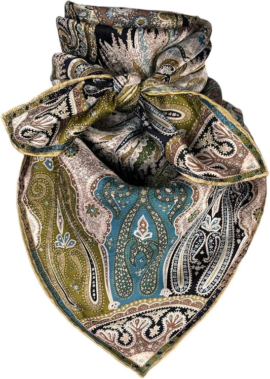 Wyoming Traders Wild Rags (34.5 x 34.5 in) - PAISLEY DESIGNS - Sage/White