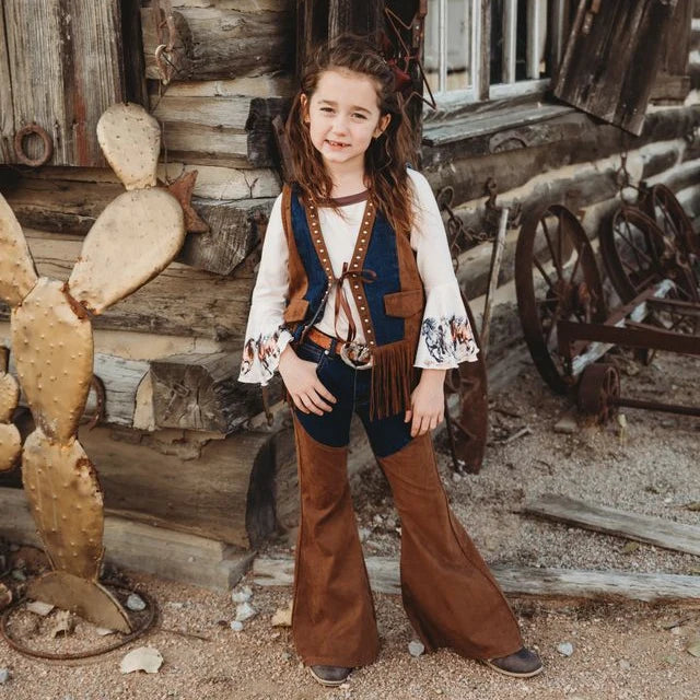 Girls Shea Baby Denim & Suede Jeans