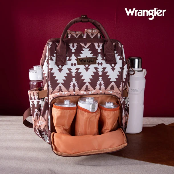 Wrangle Aztec Printed Callie Backpack/Diaper Bag - Brown