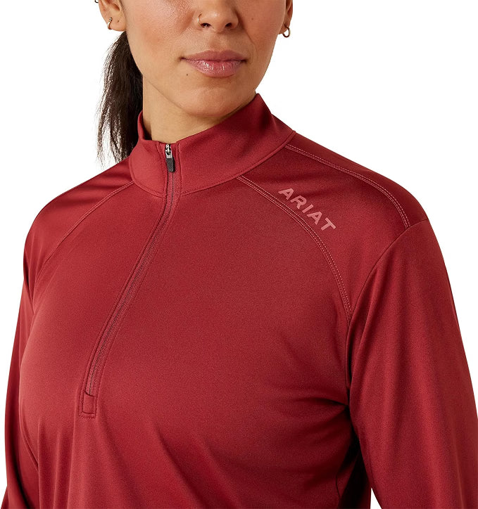Ariat Women's Rebar Sunblocker 1/2 Zip Shirt - Burnt Russet