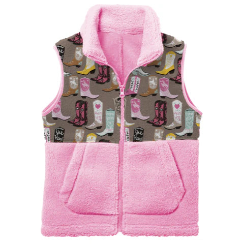 CLEARANCE - Shea Kids Girls- Boot Print Fleece Vest