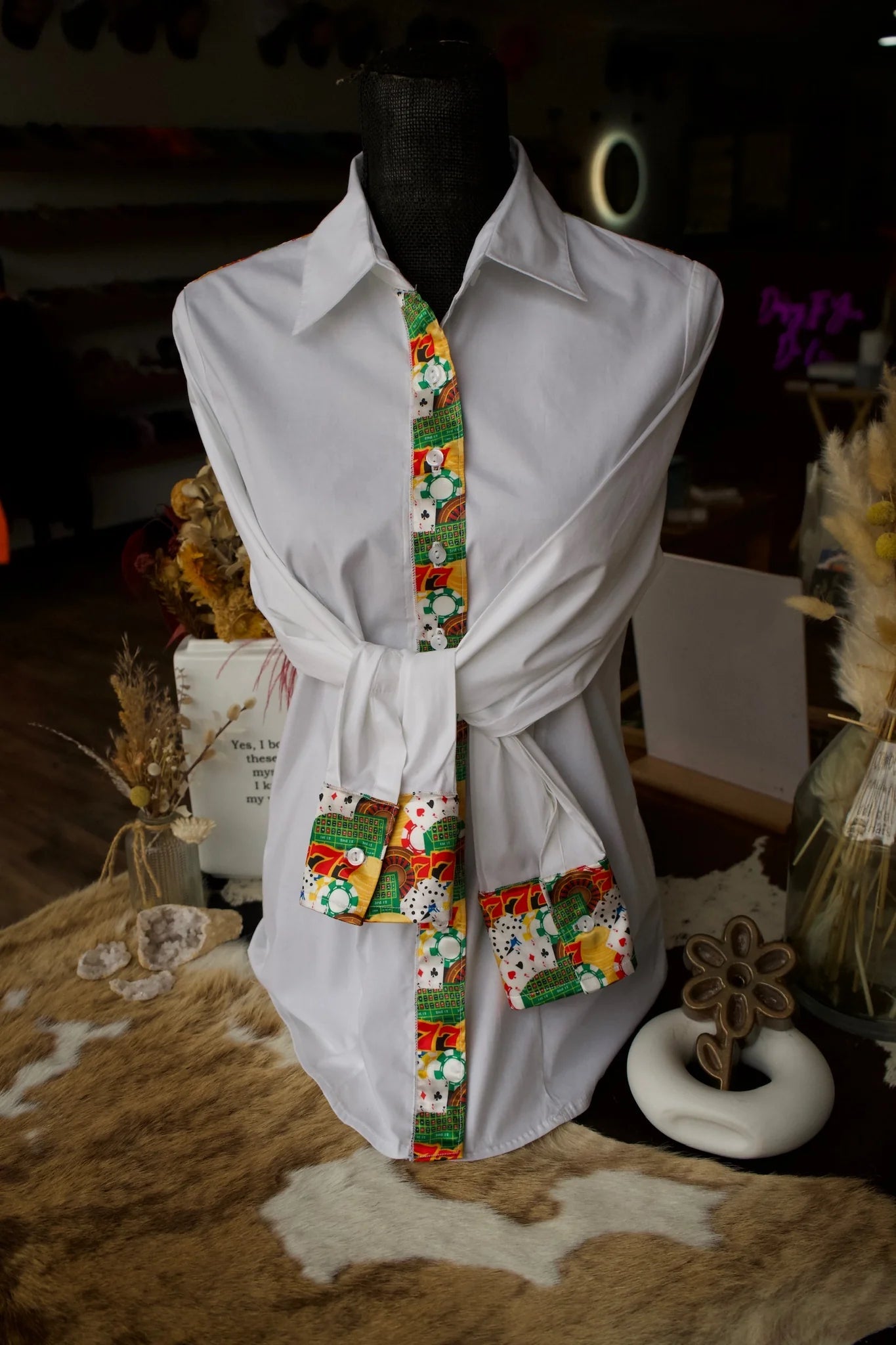 Long Sleeve Button Up Daisy if You Do Western Shirts - Cotton w/ Satin Accents