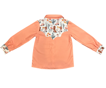 Shea Baby - Girls- Cactus LS Pearl Snap Vintage Shirt