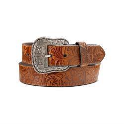 Ariat 1 1/2 Ladies Belt Floral Embossed Light Brown