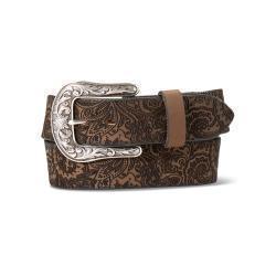 Ariat 1 1/2 Laser Cut Paisley Brown Belt