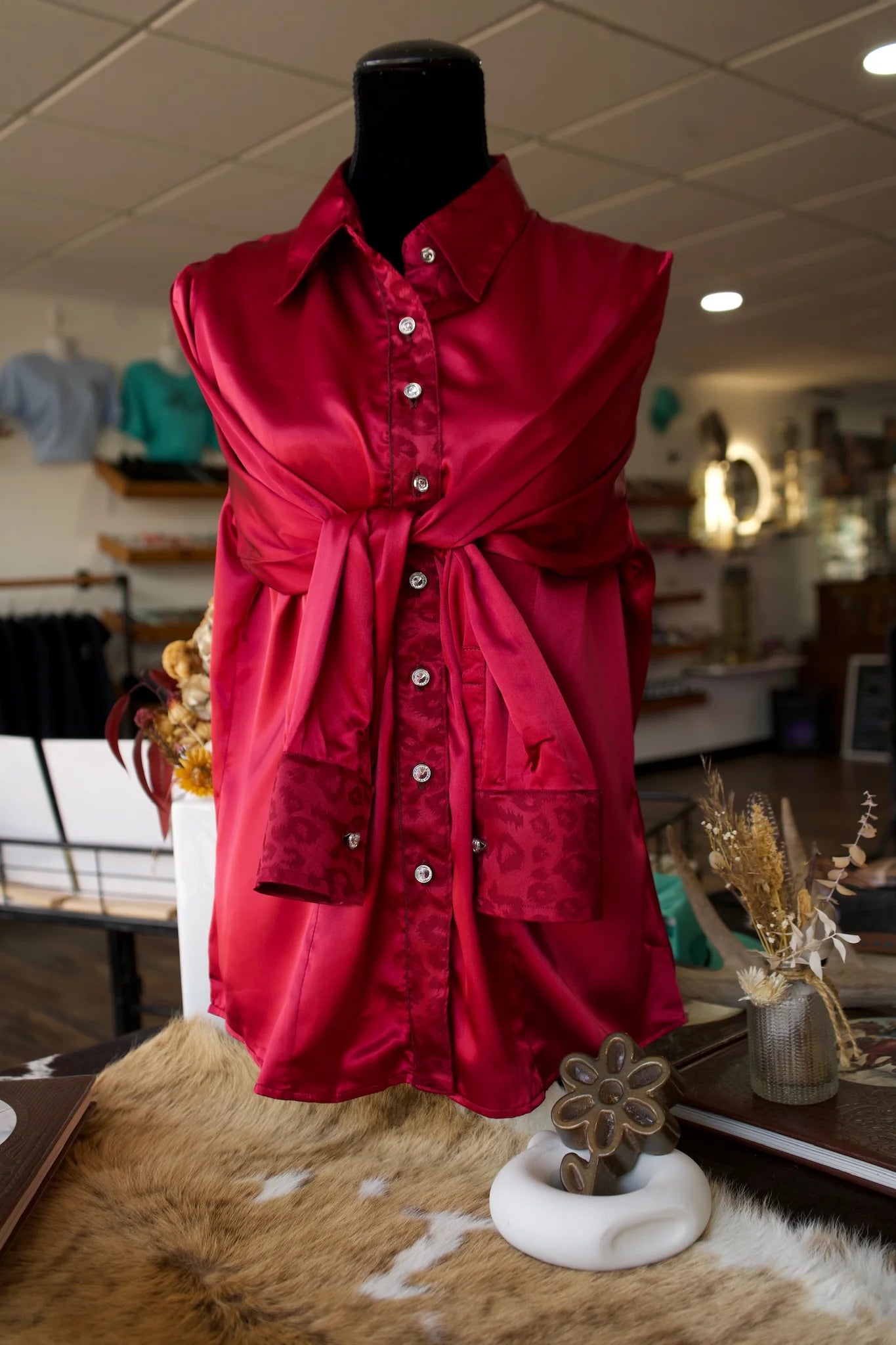 Long Sleeve Button Up Daisy If You Do Western Shirts - Satin with Satin Accents