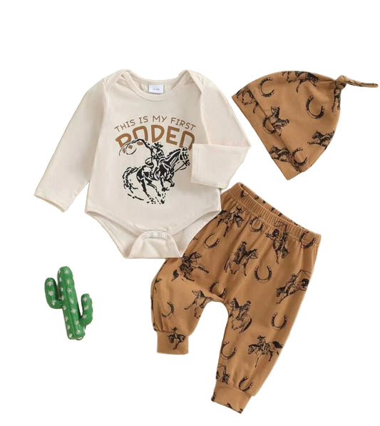 Baby Boy 3 Piece Outfit-  This is My First Rodeo