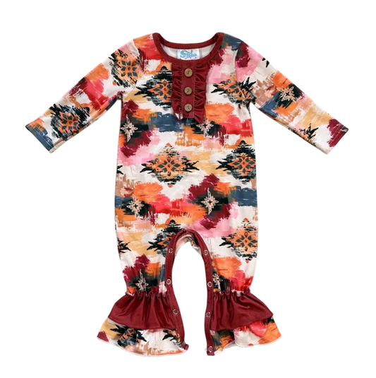 Shea Baby - Girls- Aztec Long Sleeve Romper