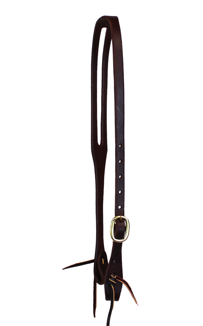 Leather Slot Ear Headstall  - Brass Buckle, 5/8"