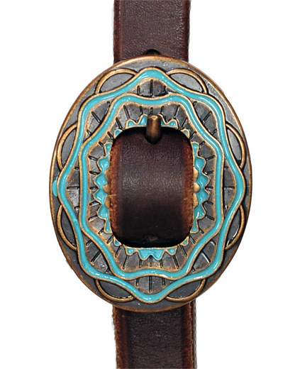 Slip Ear - Copper & Turquoise Buckle; 3/4" Harness Leather