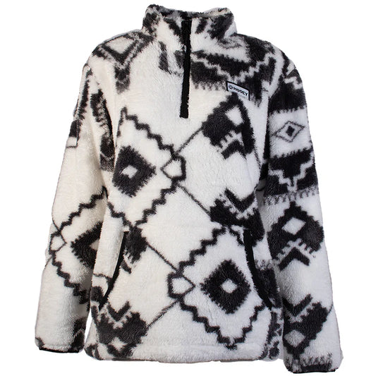 Hooey "Fleece Pullover" White/Black Aztec