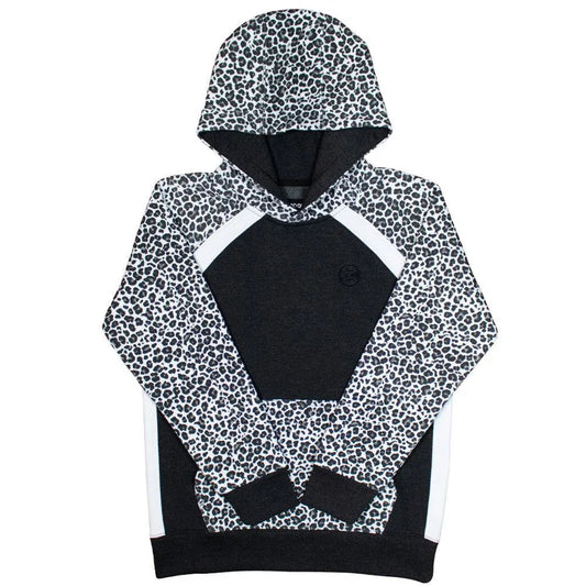 Girlś Hooey "Savannah" Black w/ White Cheetah Print Hoody