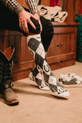 CLEARANCE - Lucky Chuck - Lucky Argyle Black/White Performance Boot Socks