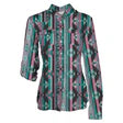 Hooey - "Sol" Ladies Long Sleeve Pearl Snap Shirt Black/Teal/Pink Aztec