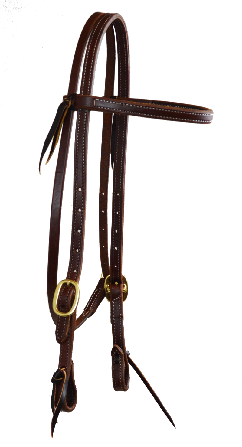 5/8" Doubled and Stitched Browband Headstall (Dark Oil) -CLEARANCE