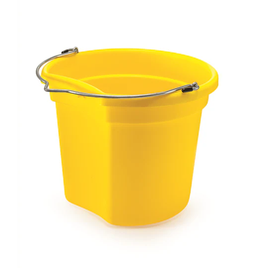 CLEARANCE - K&D Equestrian 18 Qt. Flat Back Bucket - Yellow