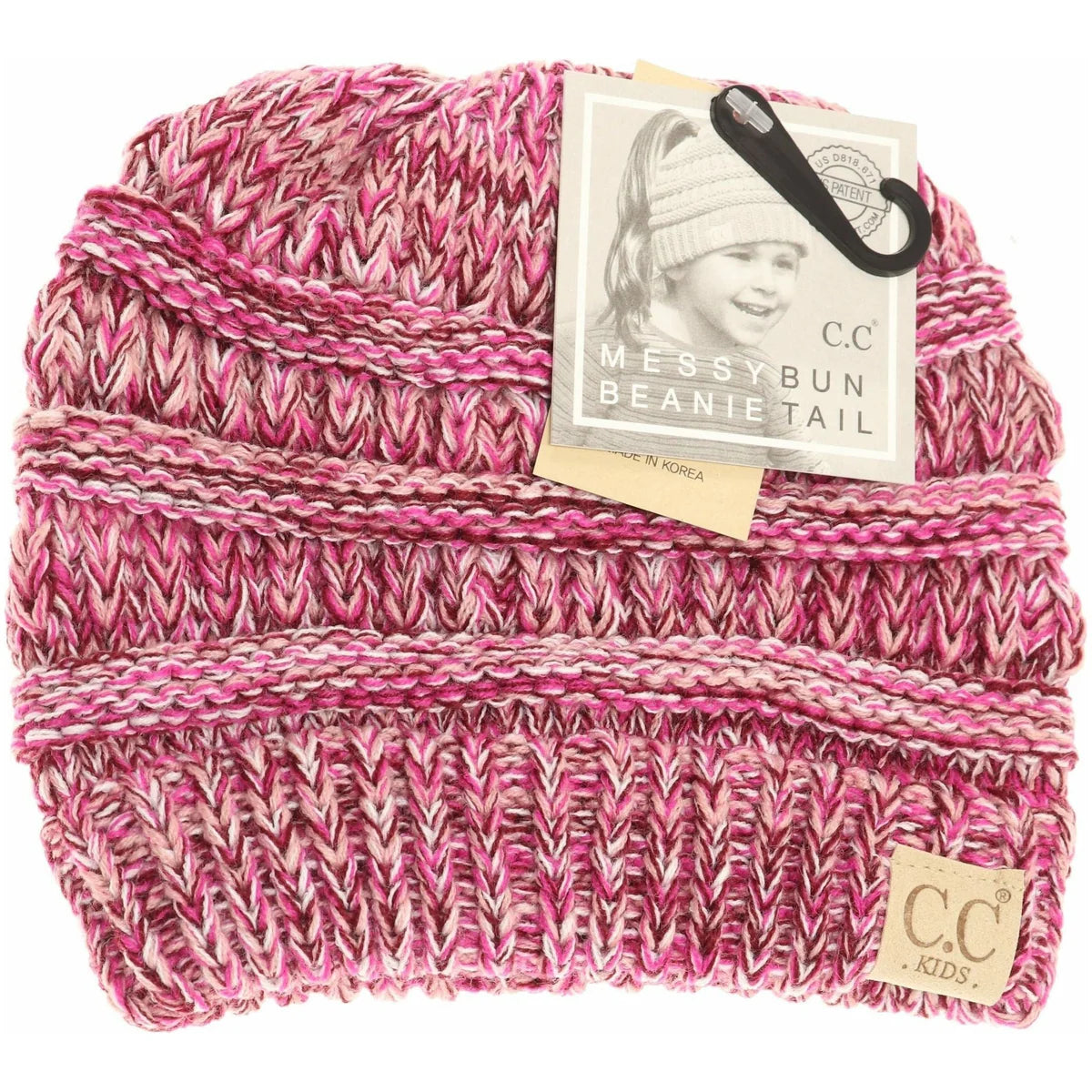 CLEARANCE - C.C KIDS Multi Tone CC Beanie Tail - Pink/Dark Pink