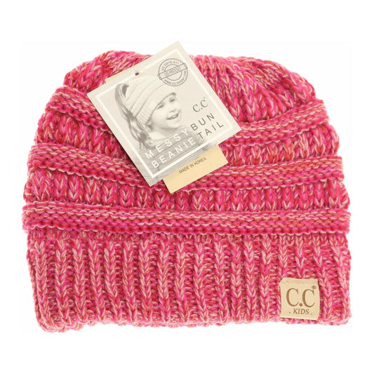CLEARANCE - C.C KIDS Multi Tone CC Beanie Tail - Hot Pink