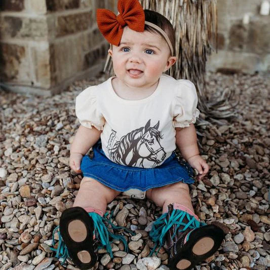 Shea Baby - Girls- Horseshoe SS Onesie