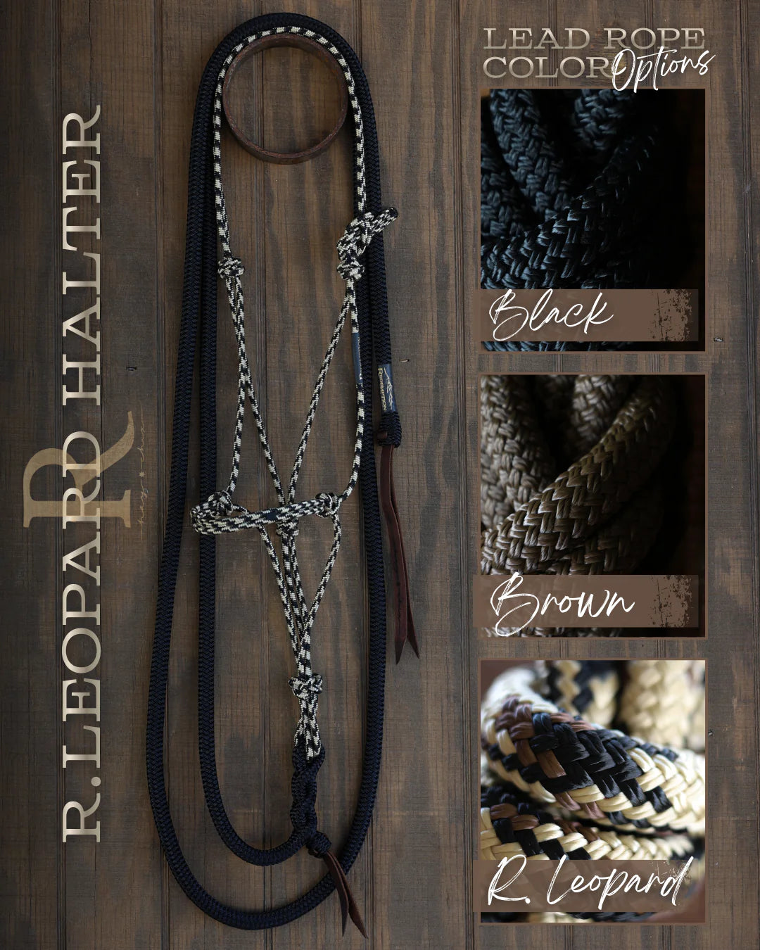 CLEARANCE - Redemption Leopard Timeless Halter & Brown Lead Rope Set