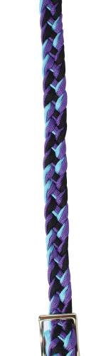 Professional Choice Braided Barrel Reins - Purple/Turquoise/Black