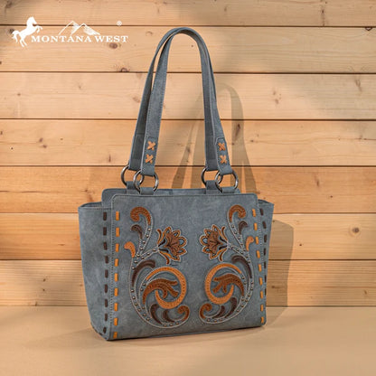 Montana West Embroidered Tote Bag - Jean